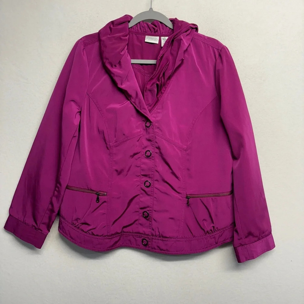 Chico's Zenergy Size 2 / US M Jacket Pink Wire Collar‎